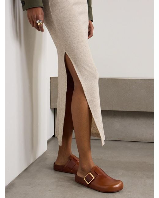 Loewe Brown Ease Buckled Leather Mules