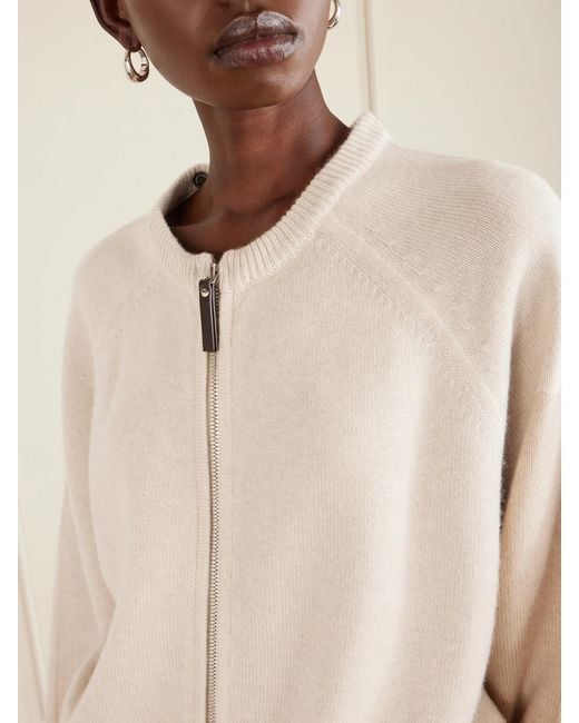Brandon Maxwell Natural Conrad Leather-Trimmed Recycled-Cashmere Jacket