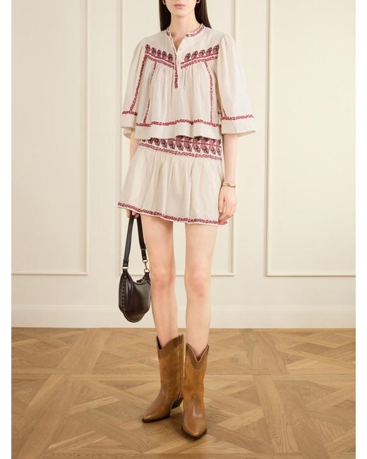Isabel Marant Pink Juline Embroidered Organic Cotton Shirt