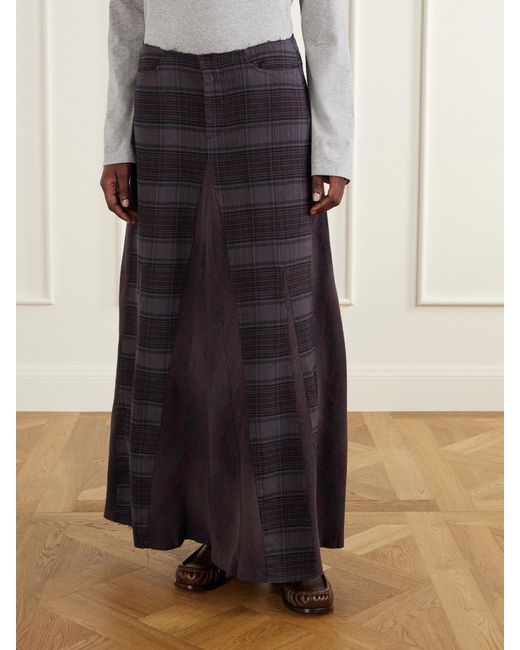 Our Legacy Purple Rebel Checked Cotton-Flannel Midi Skirt