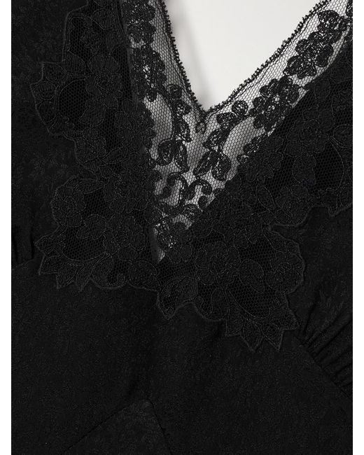 Chloé Black Lace-Trimmed Silk-Jacquard Gown