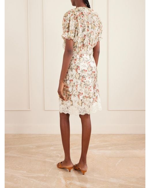 Doen Natural Salona Pintucked Ruffled Floral-Print Silk-Georgette Blouse