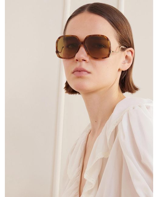 Chloé Multicolor Squared-Frame Acetate Sunglasses