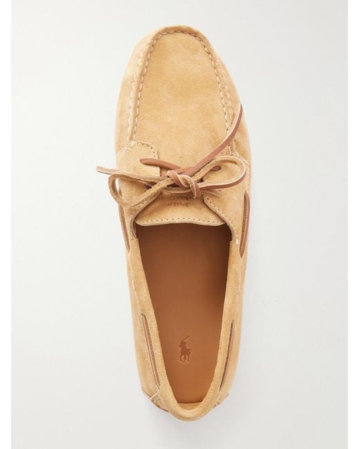 Polo Ralph Lauren Natural Bow-Detail Suede Moccassins
