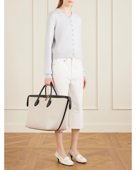 Khaite Natural Kasia Medium Leather-Trimmed Canvas Tote