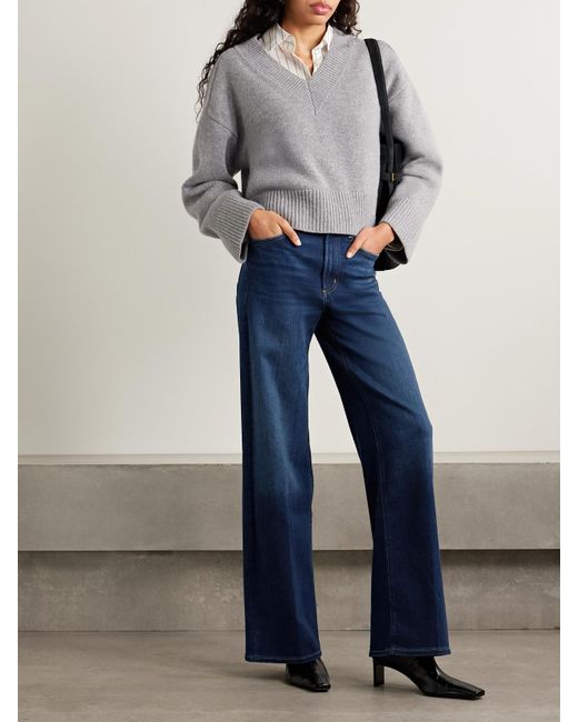 Citizens of Humanity Blue Lyra Long Mid-Rise Wide-Leg Jeans