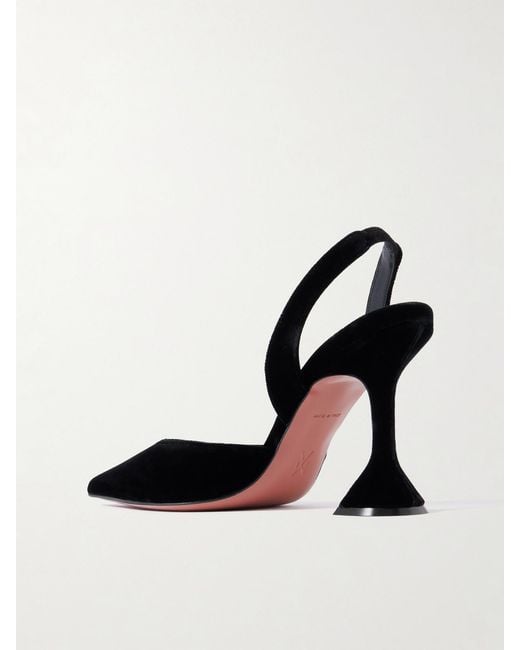 AMINA MUADDI White Holli Velvet Slingback Pumps