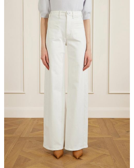 Khaite White Delmonico High-Rise Wide-Leg Jeans