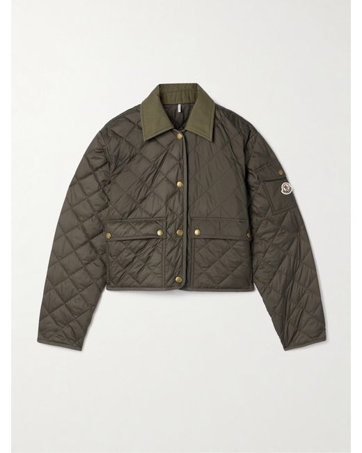 Moncler Brown Chitre Cropped Cotton-Canvas Trimmed Padded Quilted Shell Jacket