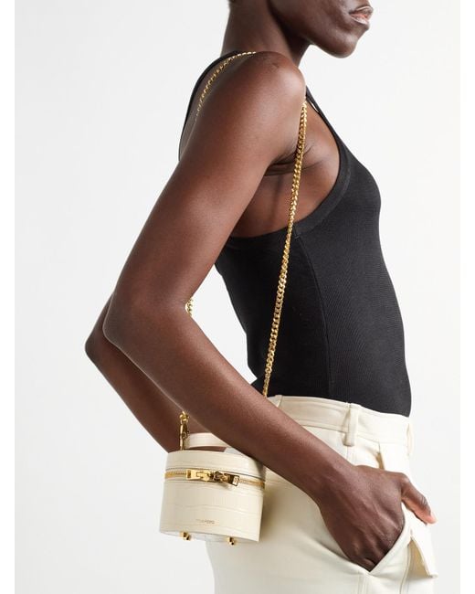 Tom Ford Natural Audrey Mini Croc-Effect Leather Tote