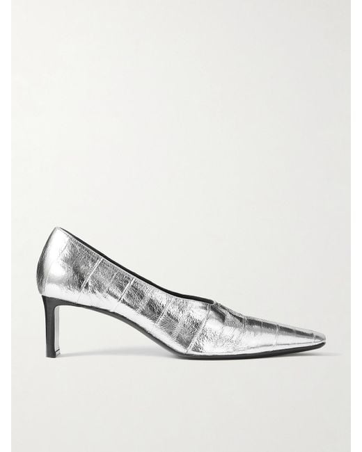 Khaite White Cecilia Pumps Aus Metallic-Leder