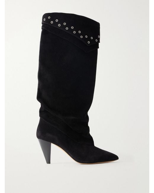Isabel Marant Black Lezra Embellished Suede Ankle Boots