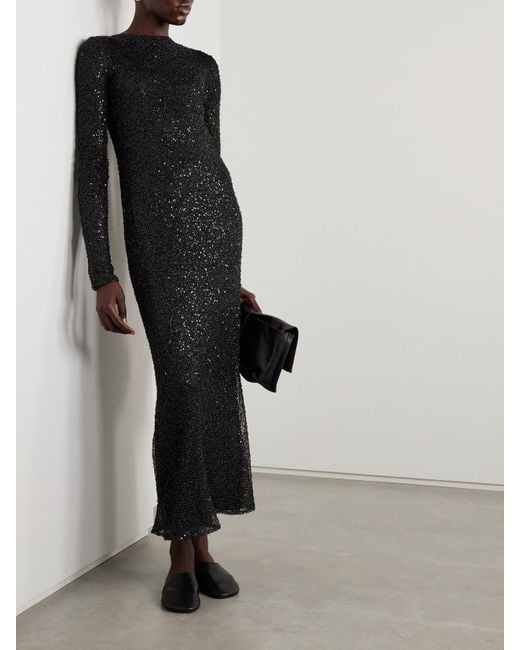 Proenza Schouler Black Marlowe Embellished Metallic Knitted Midi Dress