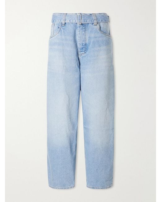 Studio Nicholson Blue Cahuin Belted Mid-Rise Wide-Leg Jeans