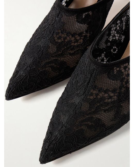 Gianvito Rossi Black 70Mm Corded Lace Mules