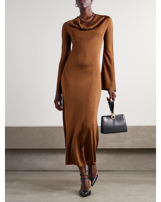 Altuzarra Brown Milda Draped Knitted Maxi Dress