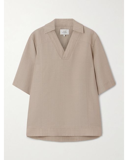 Loulou de Saison Natural Woven Polo Shirt