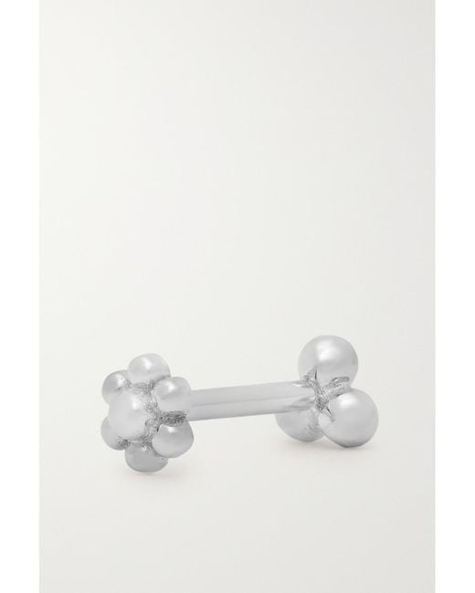 Maria Tash White 3.5Mm Ball Trinity Threaded Stud 14-Karat Single Earring