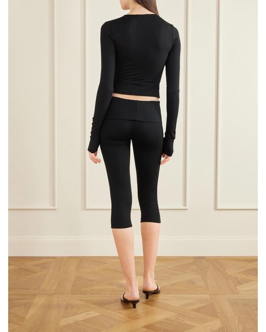 ÉTERNE Blue Stretch-Modal Capri Leggings