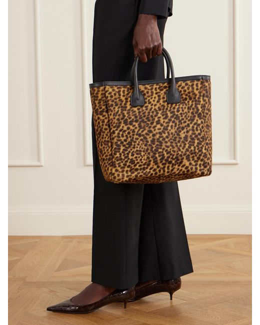 Nili Lotan Brown Freddie Leather-Trimmed Animal-Print Calf Hair Tote