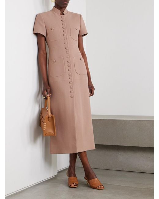 LIBEROWE Pink Imperial Wool-Crepe Midi Dress