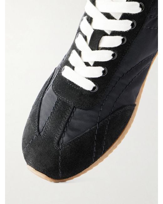 Totême Black Flex Suede-Trimmed Shell Sneakers