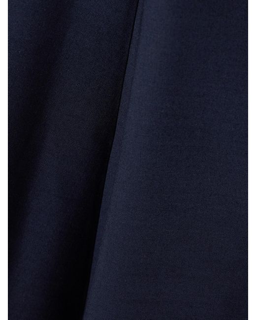 Oscar de la Renta Blue Tie-Neck Cutout Wool-Blend Midi Dress