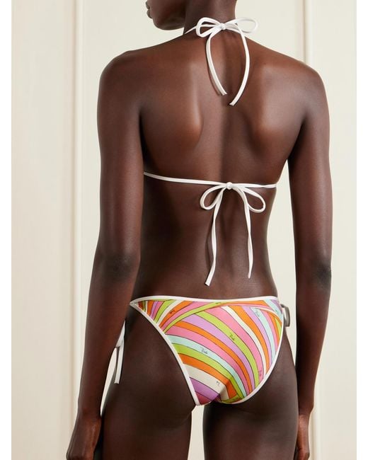 Emilio Pucci Pink Printed Triangle Bikini Top