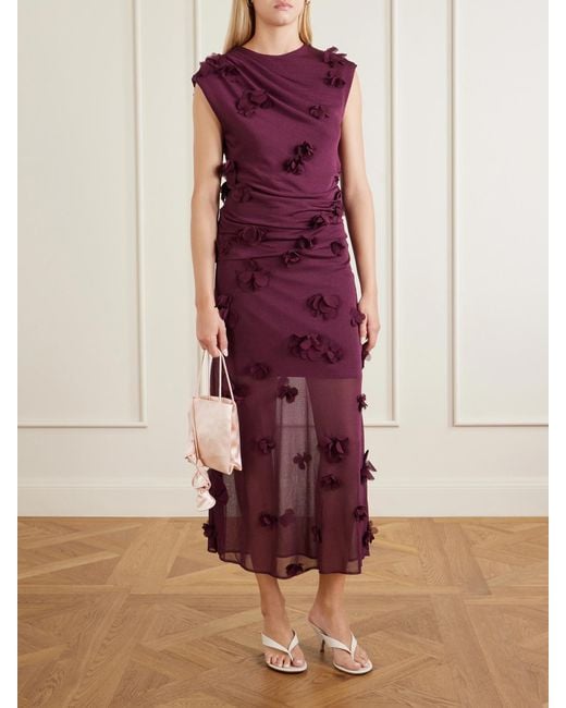 Jonathan Simkhai Purple Tessa Appliquéd Tulle Blouse