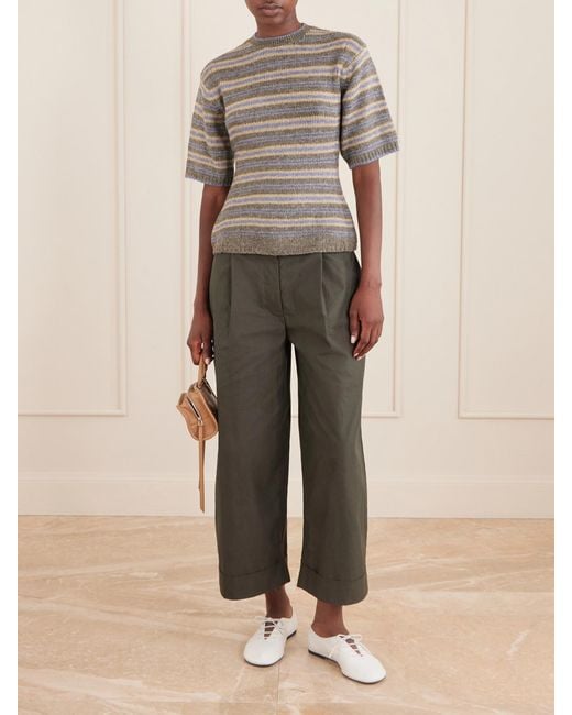 Proenza Schouler Gray Talla Cotton-Blend Wide-Leg Pants