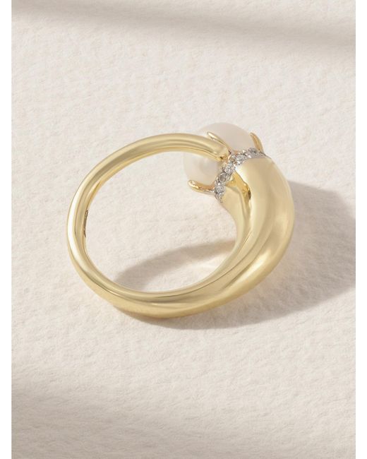 Mateo Natural Cornucopia Ring Aus 14 Karat Mit Diamanten Und Perle