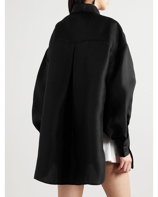 Carolina Herrera Black Oversized Silk-Gazar Shirt