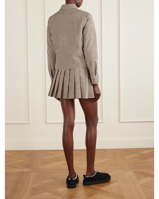 Moncler Brown Cropped Appliquéd Gingham Cotton-Blend Shirt