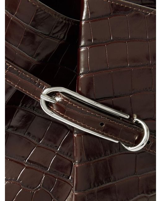 Sac Seau En Cuir Glacé Effet Croco À Boucle Liffner en coloris White