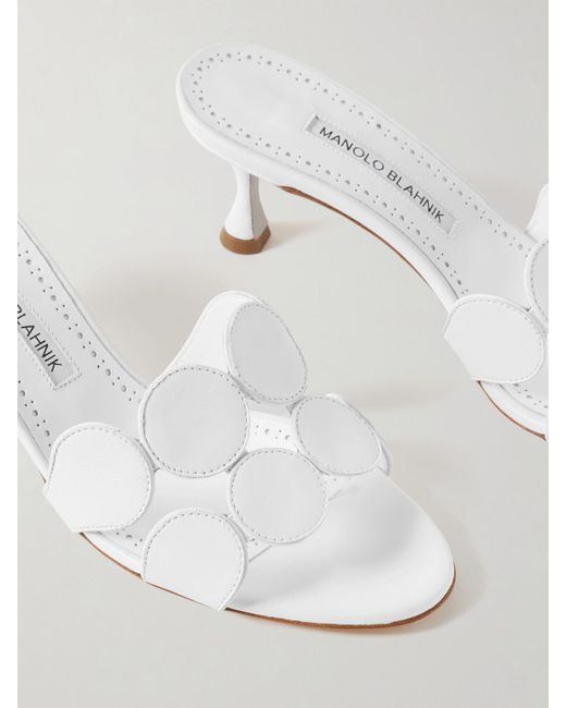 Manolo Blahnik White Haribalmu 50 Leather Mules