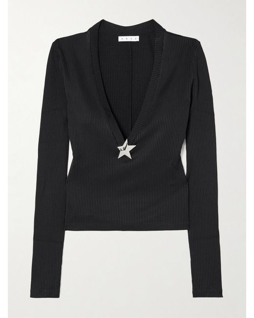 Area Black Oberteil Aus Geripptem Jersey Mit Verzierung