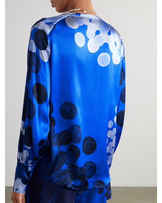 Themis Z Blue Nefeli Printed Silk-Satin Shirt