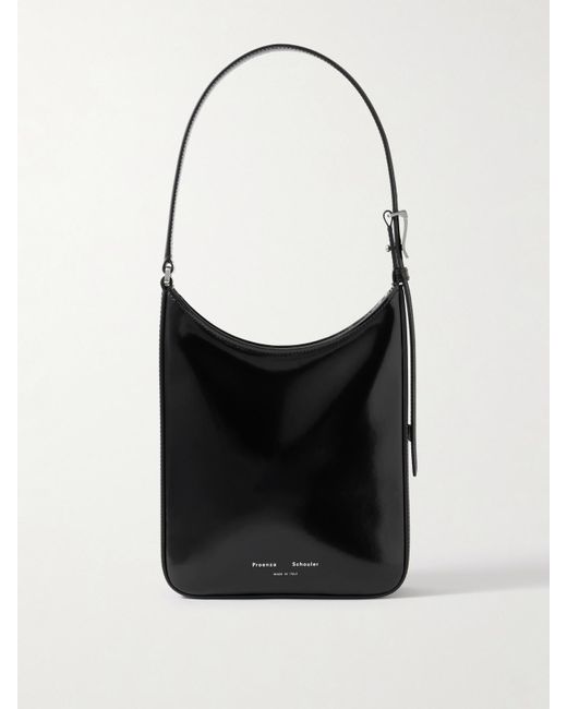 Proenza Schouler Black Slope Glossed-Leather Shoulder Bag