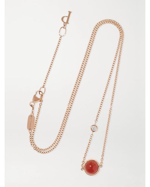 Piaget Natural Possession 18-Karat Rose, Carnelian And Diamond Necklace