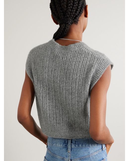 James Perse Gray Cropped Cashmere And Silk-Blend Vest