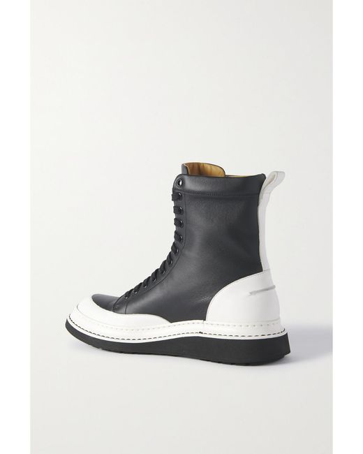 Loewe Black Two-Tone Leather Combat Boots