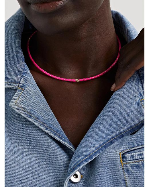 Yvonne Léon Pink 9-Karat And Enamel Diamond Necklace