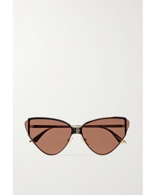 Balenciaga Shield Cateye Goldtone Sunglasses in Brown Lyst