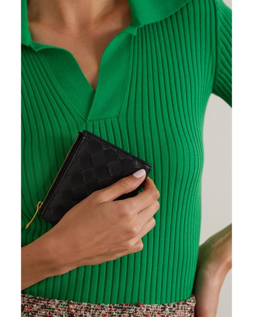 Bottega Veneta Black Intrecciato Leather Wallet