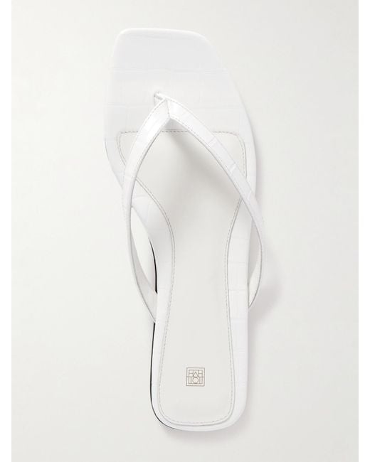 Totême  Natural Croc-Effect Leather Flip Flops