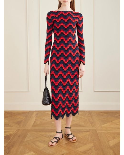 Escvdo Red Ursula Crocheted Cotton Maxi Dress