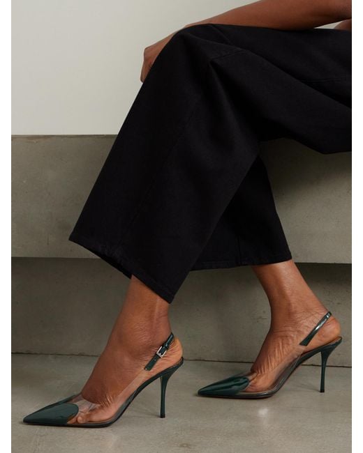 Alaïa Green Le Cour 90 Patent Leather And Pu Slingback Pumps