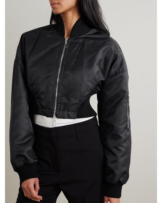 Sportmax Black Cropped Shell Bomber Jacket