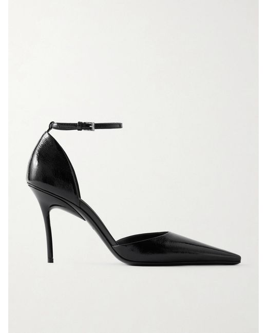 Alaïa White D'Orsay 90 Glossed Textured-Leather Pumps