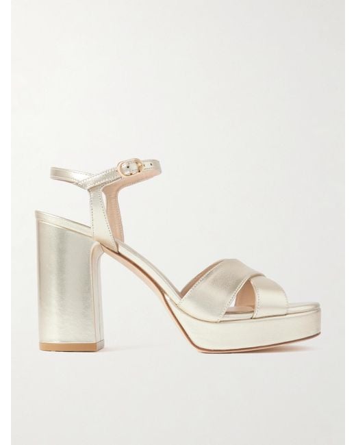 Stuart Weitzman Natural Dayna Plateausandalen Aus Metallic-Leder